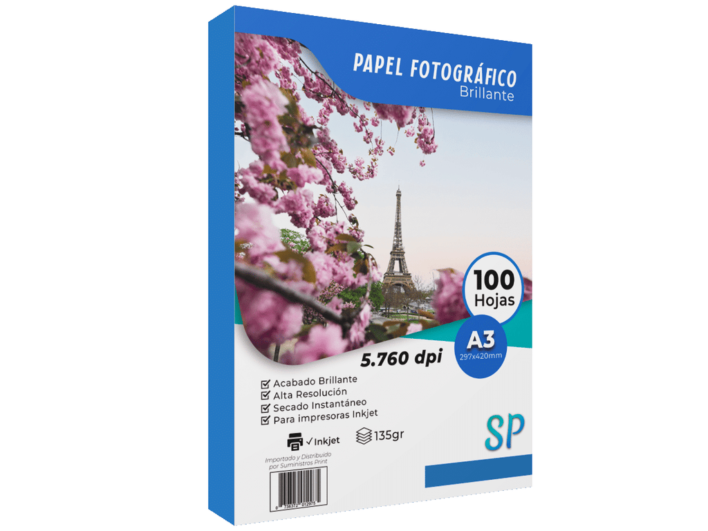 Papel Fotográfico A3 Glossy 135gr Alto Brillo X 100 Hojas SP
