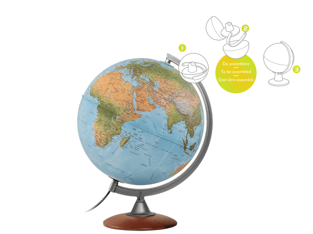 Globo Terráqueo Con Luz Y Base De Madera 30cm Atlantis Certificado - 1403