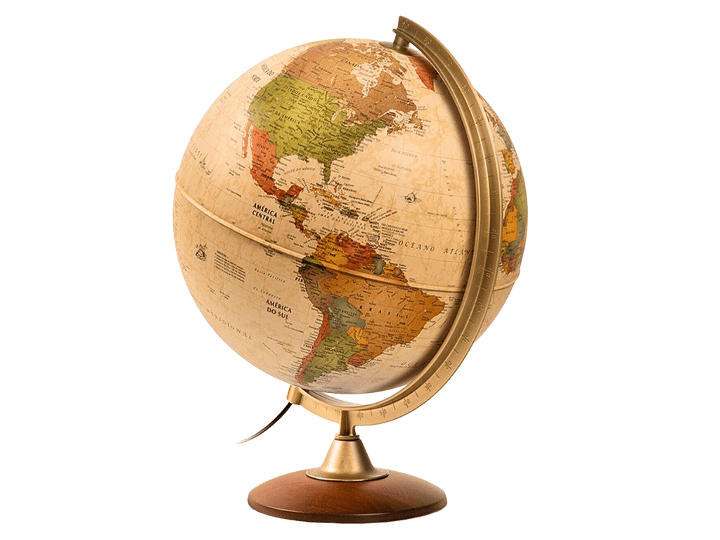 Globo Terráqueo Con Base De Madera Y Luz Sepia 30 Cm Colombo Certificado - 1404