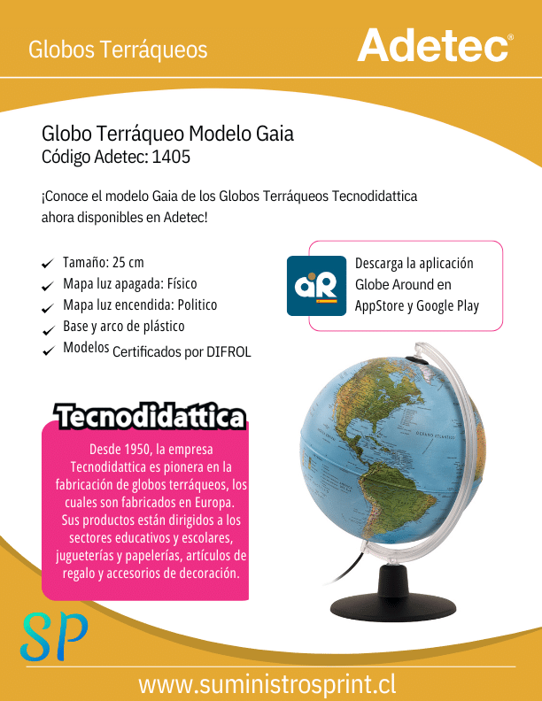 Globo Terráqueo con Realidad Aumentada y Luz LED – 25 cm, Certificado Tecnodidattica