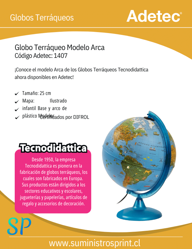 Globo Terráqueo Ilustrado Arca 25 cm – Con Luz LED y Base Plástica, Certificado