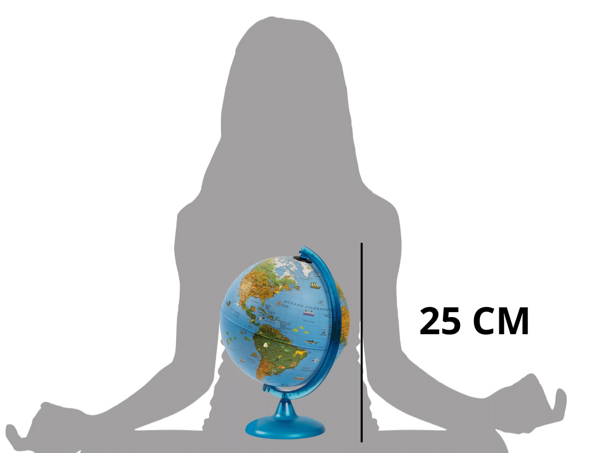 Globo Terráqueo Ilustrado Arca 25 cm – Con Luz LED y Base Plástica, Certificado