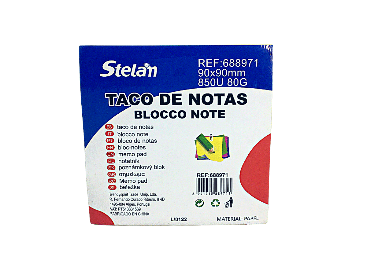 Tacos De Notas 90x90 Mm De 80gr 850 Notas Colores Varios