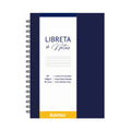 Libreta de Notas A5 Azul Oscuro Anillada Con Elástico - Papel Ivory De 100gr x 80 Hojas Adetec
