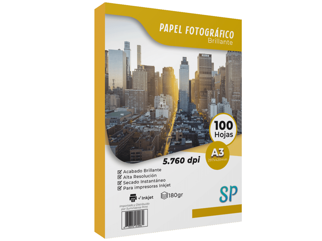 Papel Fotográfico Glossy 180gr A3 Alto Brillo X 100 Hojas SP