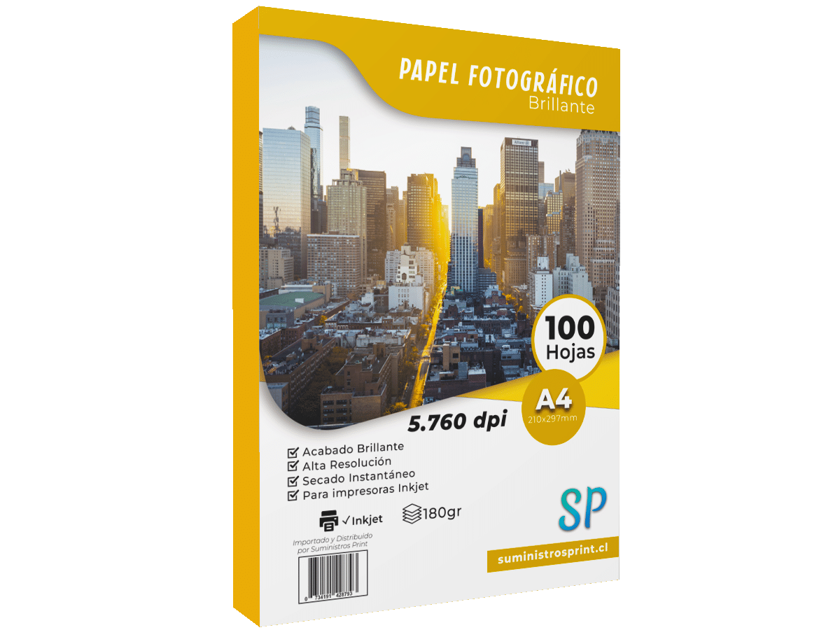 Papel Fotográfico Glossy A4 180gr Alto Brillo X 100 Hojas SP