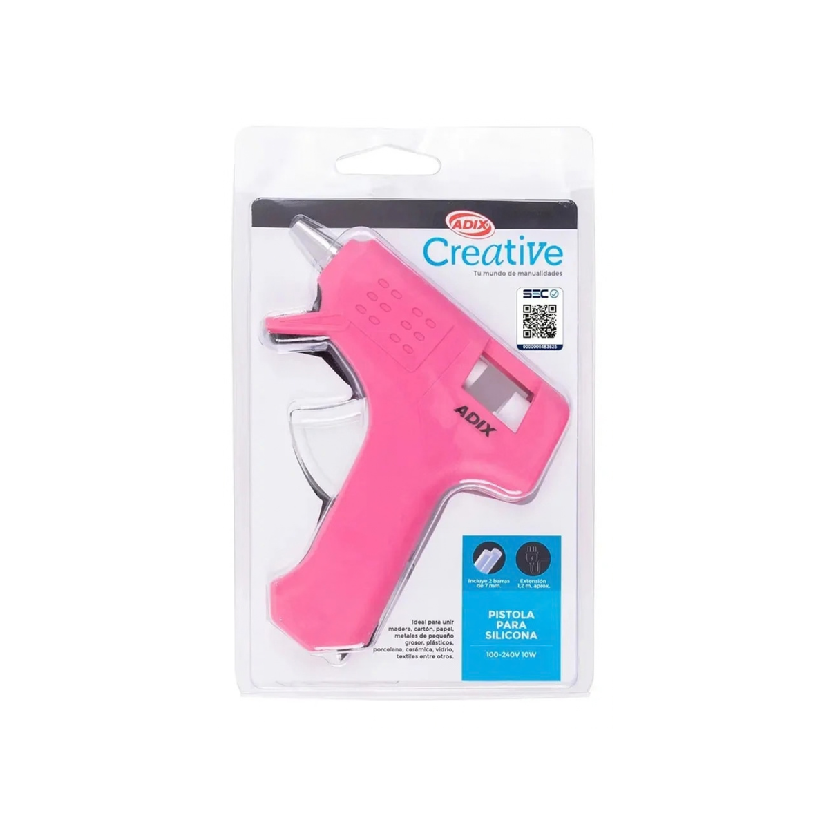 Pistola de Silicona Adix Rosada 7mm + 2 Barras