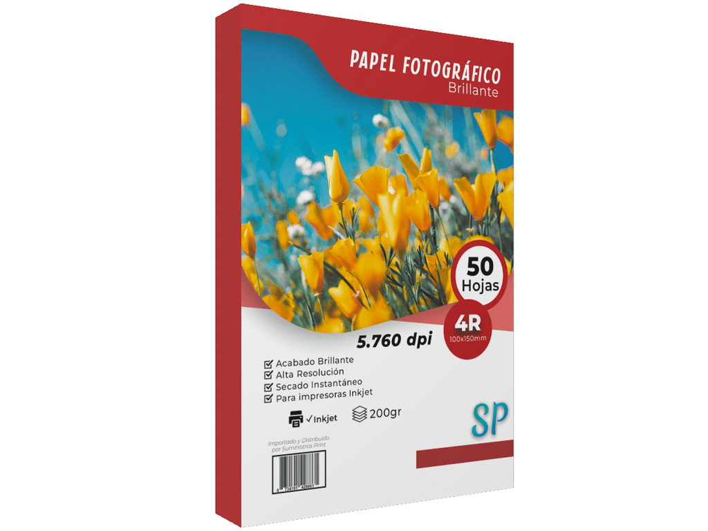 Papel Fotográfico Glossy 200grs 4R (10X15) X 50 Hojas SP
