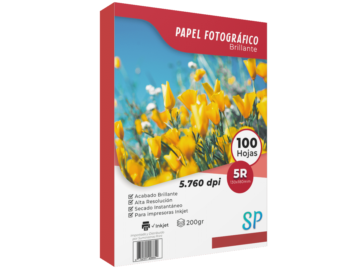 Papel Fotográfico Glossy 200gr 5R (13X18) X 100 Hojas SP