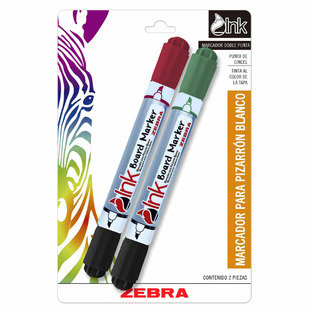 Marcador De Pizarra Blanca Doble Punta 2 Plumones Zebra