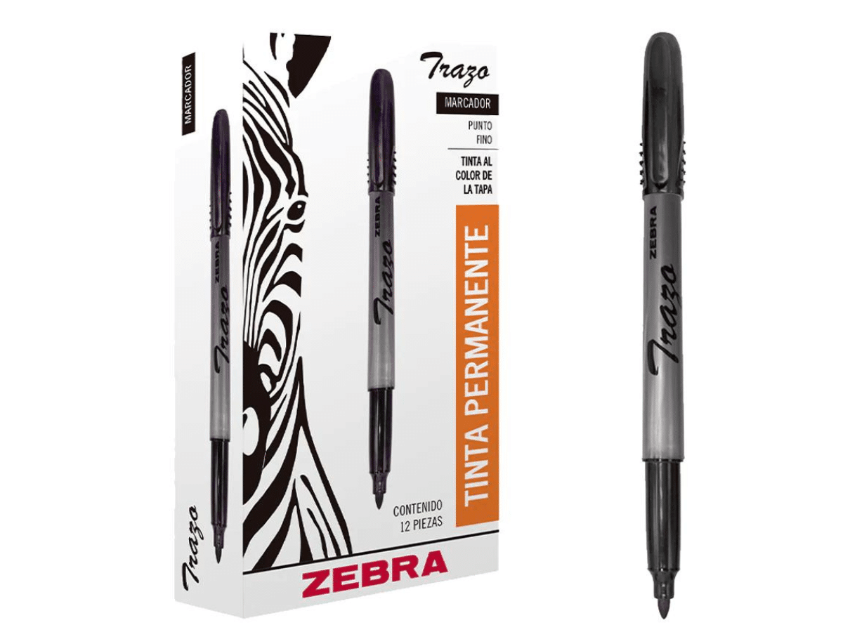 Marcador Permanente Punta Fina Negro Trazo 12 Plumones Zebra