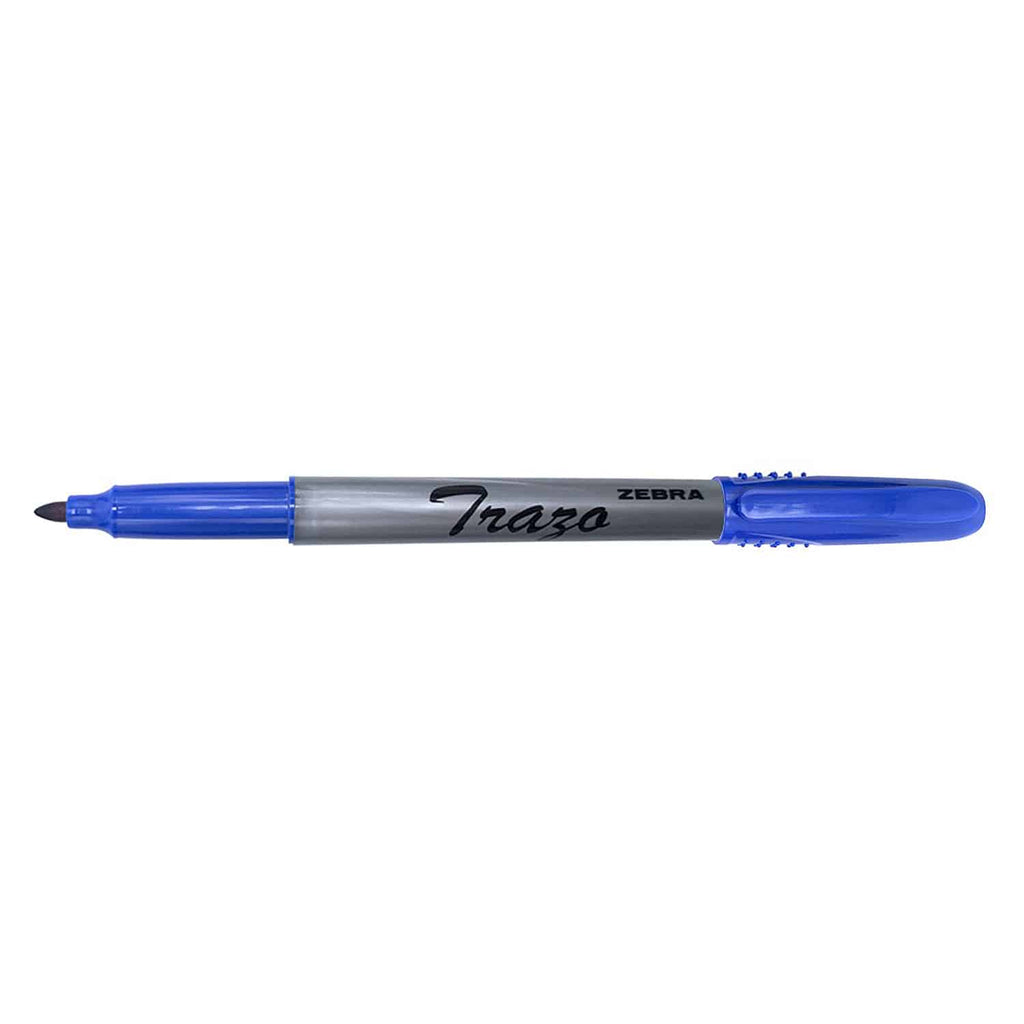 Marcador Permanente Trazo Punta Fina Azul 12 Plumones Zebra
