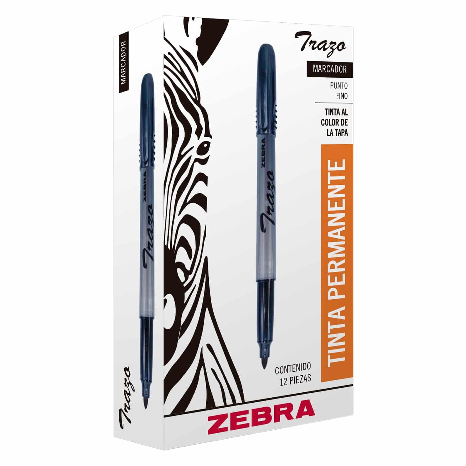 Marcador Permanente Trazo Punta Fina Azul 12 Plumones Zebra