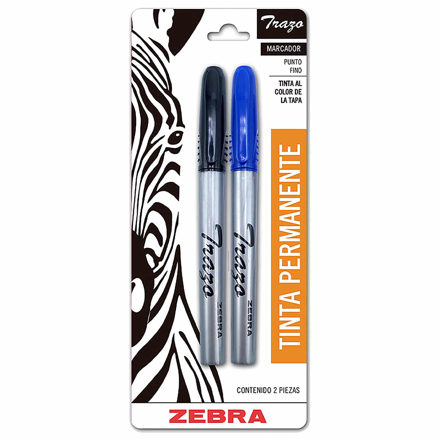 Marcadores De Trazo Permanentes Punta Fina Negro Y Azul Zebra