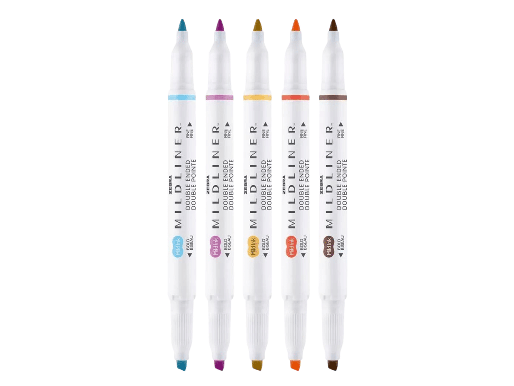 Marcadores Doble Punta Mildliner Zebra 5 Und Tonos Cálidos