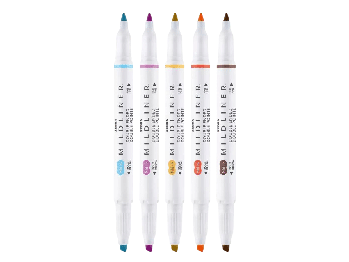 Marcadores Doble Punta Mildliner Zebra 5 Und Tonos Cálidos