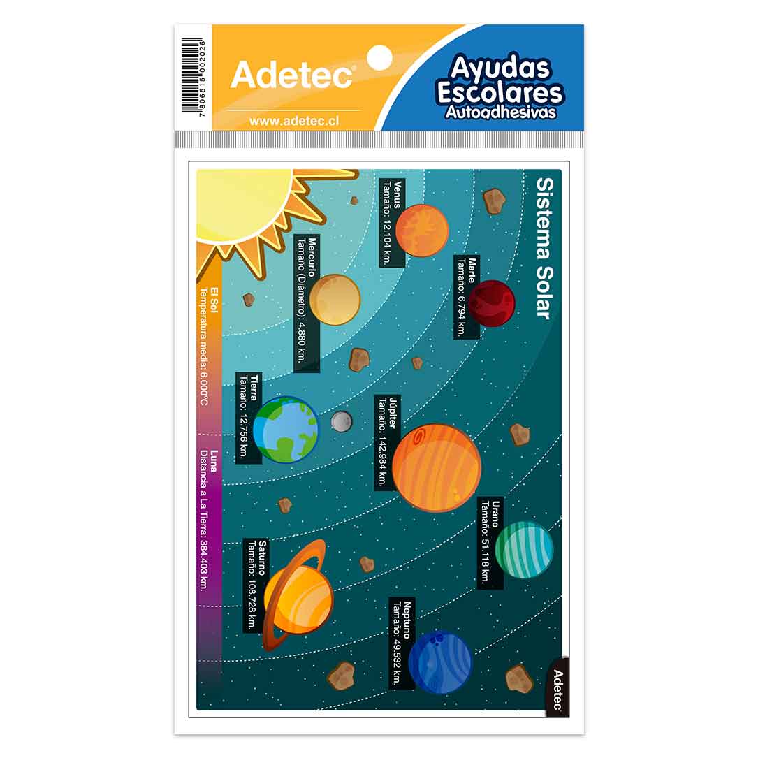 Etiqueta De Ayuda Escolar Sistema Solar Autodhesiva Adetec - 202