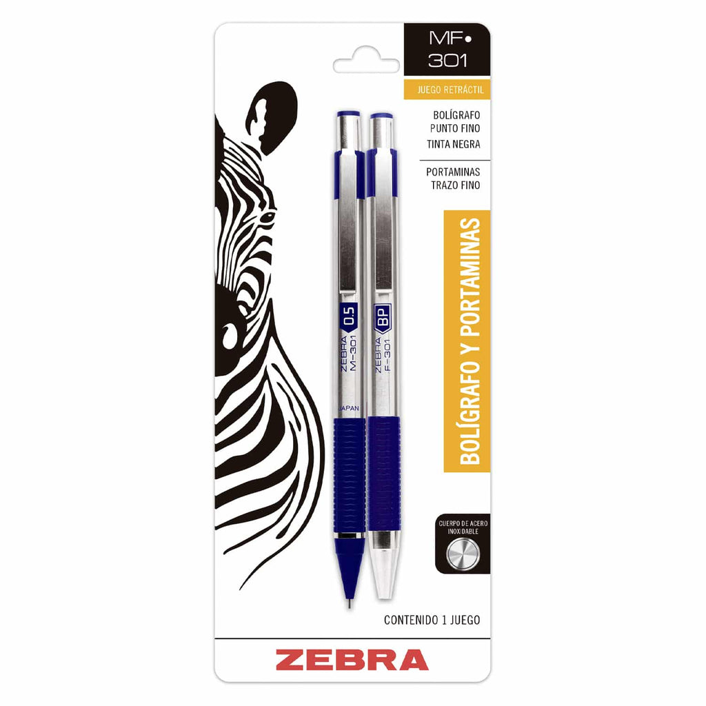 Set De Bolígrafo Azul y Portamina en Acero Inoxidable MF-301