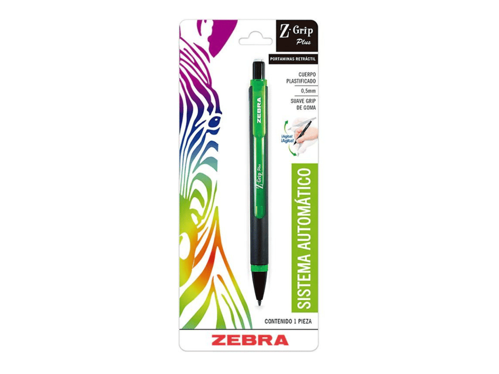 Portamina Retráctil Color Verde Z Grip Plus Punto Fino (0.5 mm) Zebra