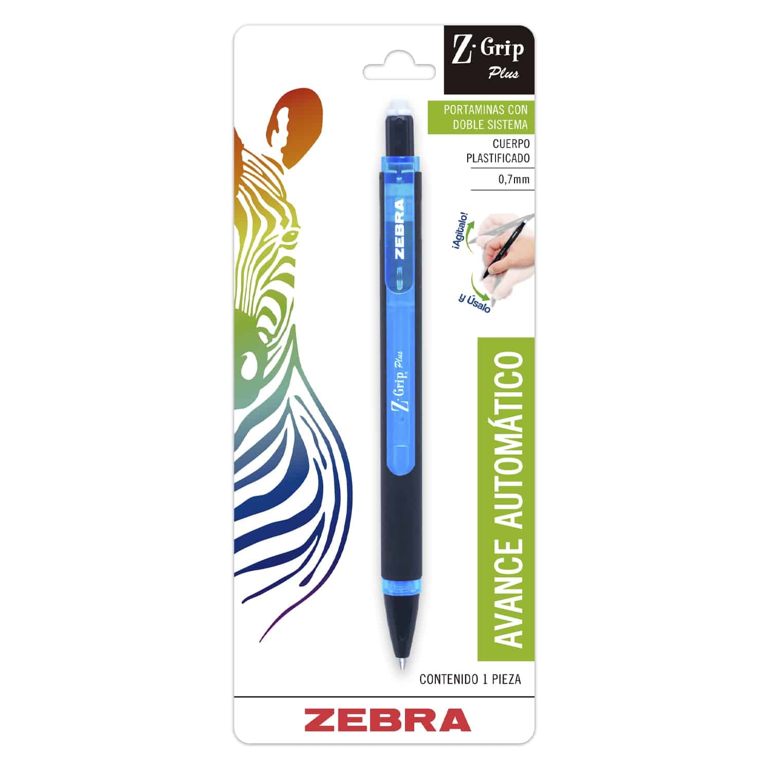 Portamina Retráctil Color Azul Z Grip Plus Punto Fino (0.5 mm) Zebra