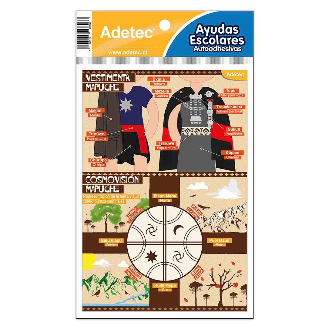 Etiqueta Adhesiva De Ayuda Escolar Pueblo Mapuche Adetec