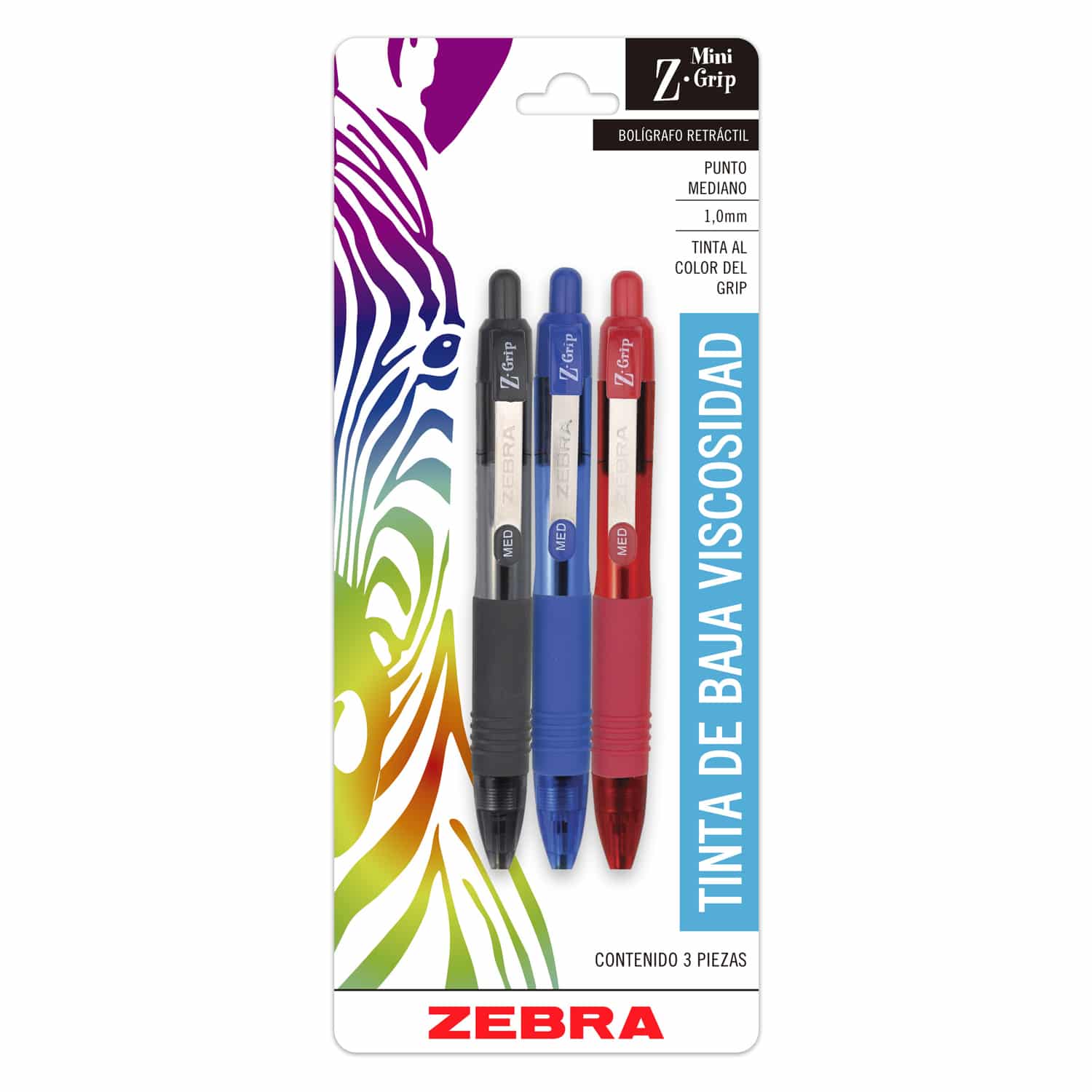 Bolígrafos De Tinta Con Baja Viscosidad Mini Z-grip Negro-Rojo-Azul