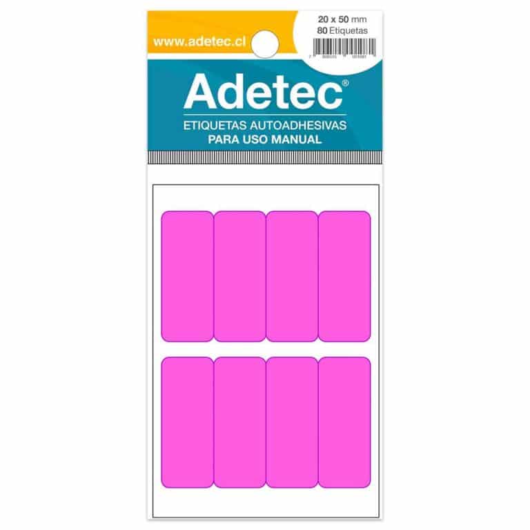 Etiqueta Manual Rectangular Mix Fluor 20x50 Mm - 2193 - Rosado