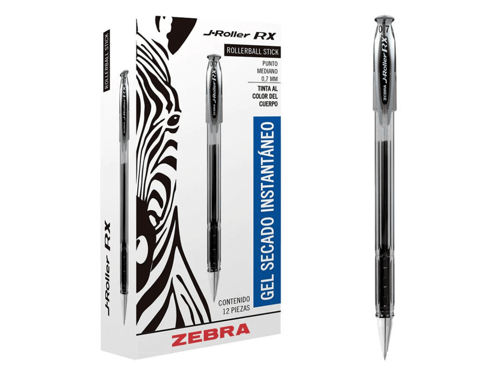 Bolígrafo Gel Secado Rápido Negro Lápices De 0.7 mm Zebra 12 Unid