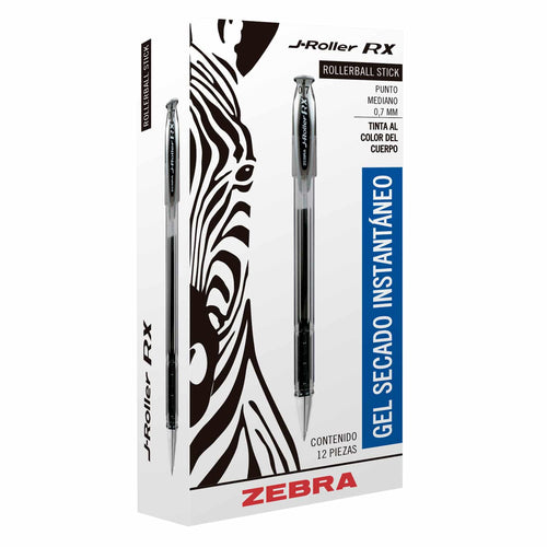 Bolígrafo Gel Secado Rápido Negro Lápices De 0.7 mm Zebra 12 Unid