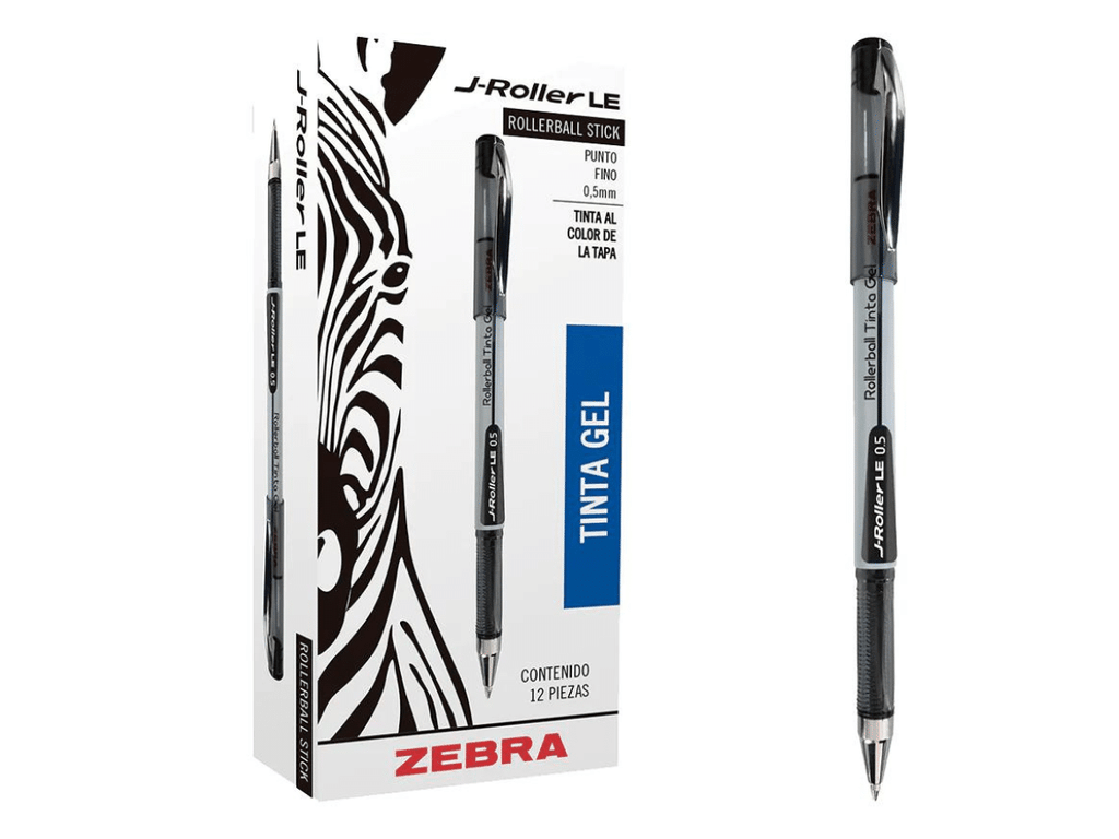 Bolígrafo De Tinta Gel Negro Punta Acero Inoxidable De 0.7 mm Zebra 12 Unid