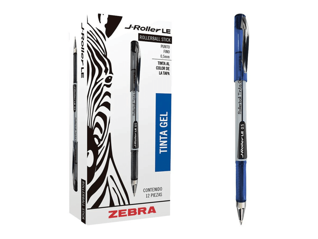 Bolígrafo De Tinta Gel Azul Punta Acero Inoxidable De 0.7 mm Zebra 12 Unid