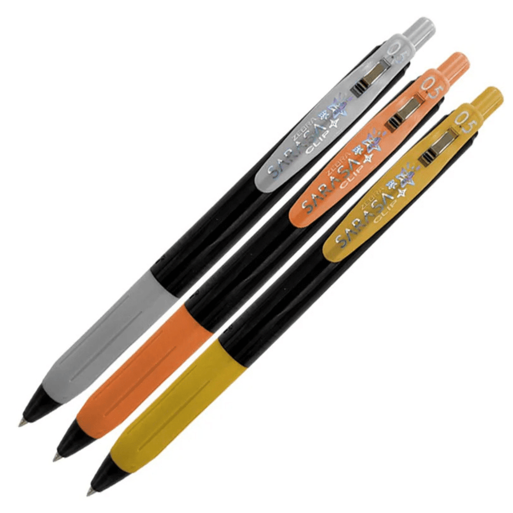 Bolígrafos Fino 0.5mm Sarasa Clip Tinta Gel Colores Metalizado 3 Und Retráctil Zebra