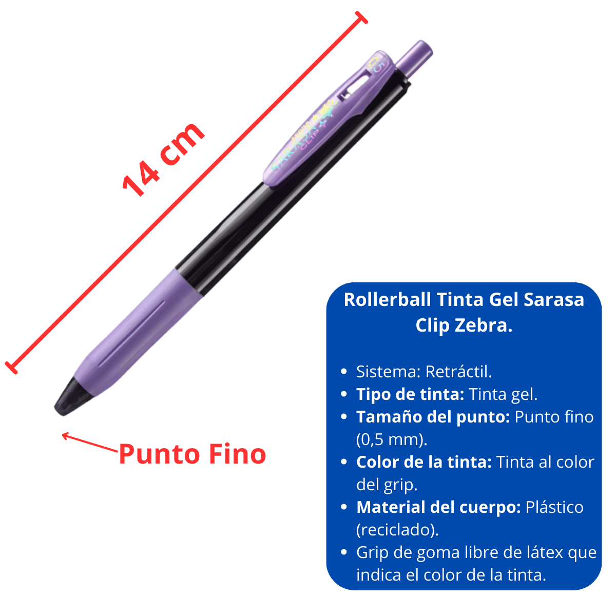 Bolígrafos Fino 0.5mm Sarasa Clip Tinta Gel Colores Pasteles 3 Und Retráctil Zebra