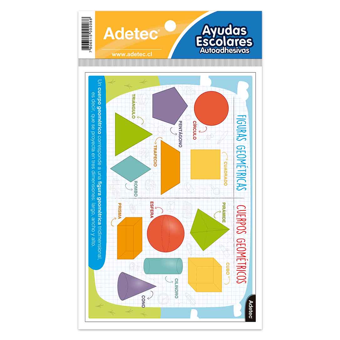 Etiqueta De Ayuda Escolar Figuras Y Cuerpos Geométricos Autoadhesiva Adetec - 208