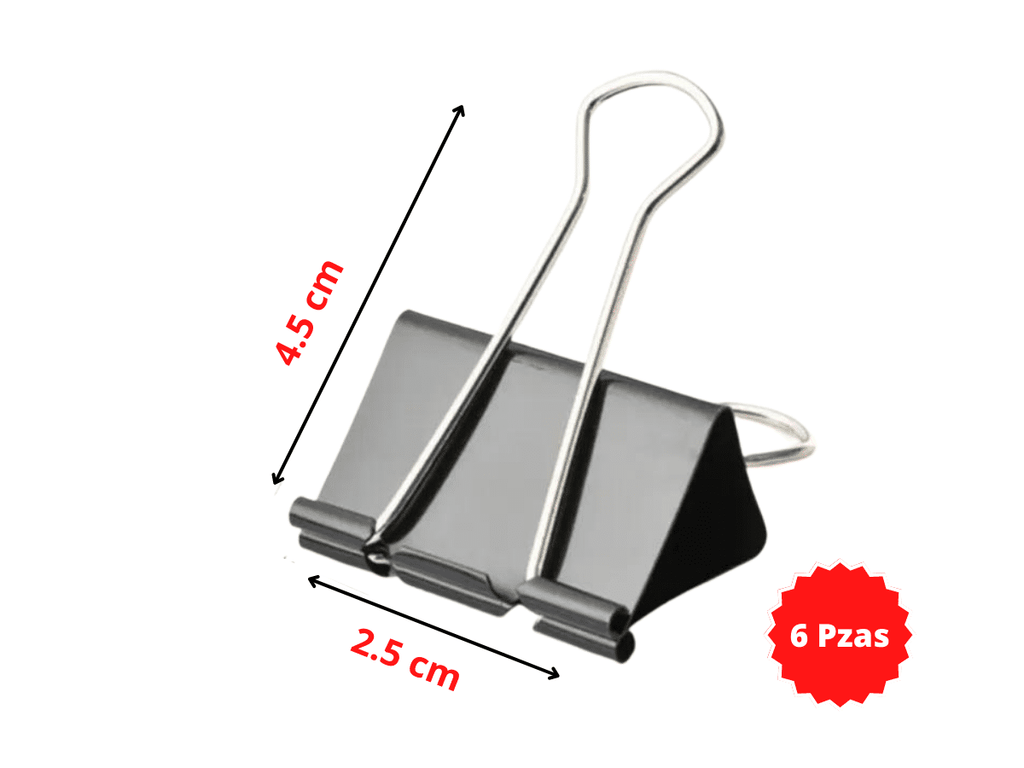 Pinzas Aprieta Papel De Metal Negro 2.5cm 8pzas