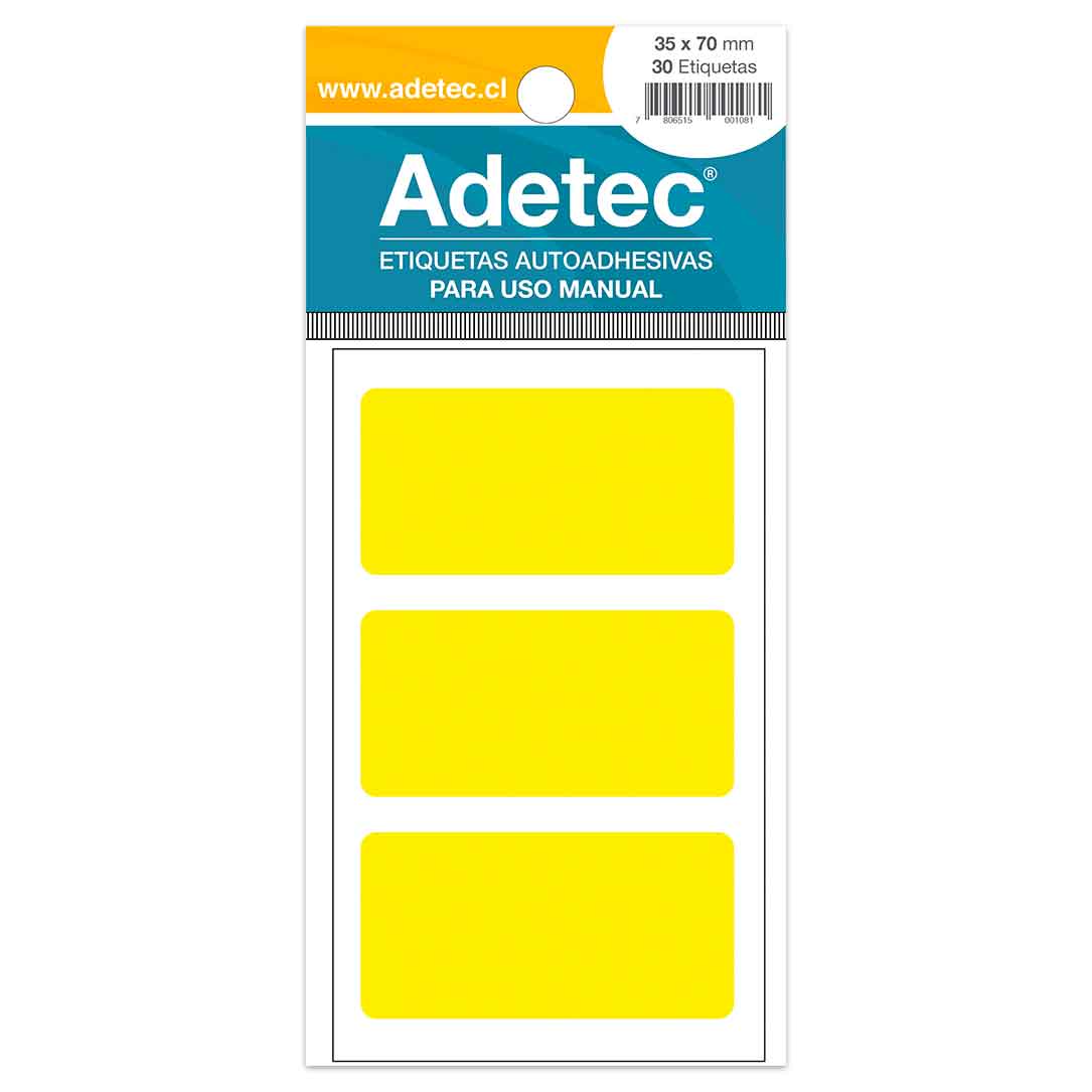 Etiquetas Manuales Rectangulares Mix Fluor 35x70 Mm