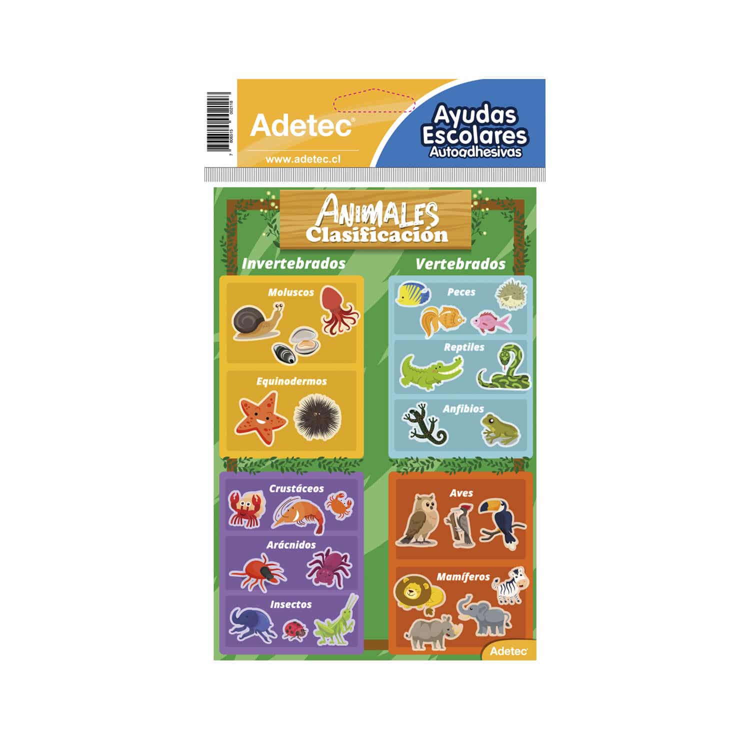 Etiqueta Adhesiva De Ayuda Escolar Animales Adetec - 211