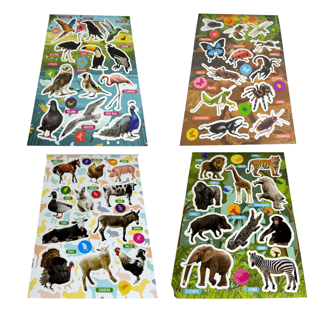 Block De Stickers Ayuda Escolar De Animales +72 Stickers Especies Adetec