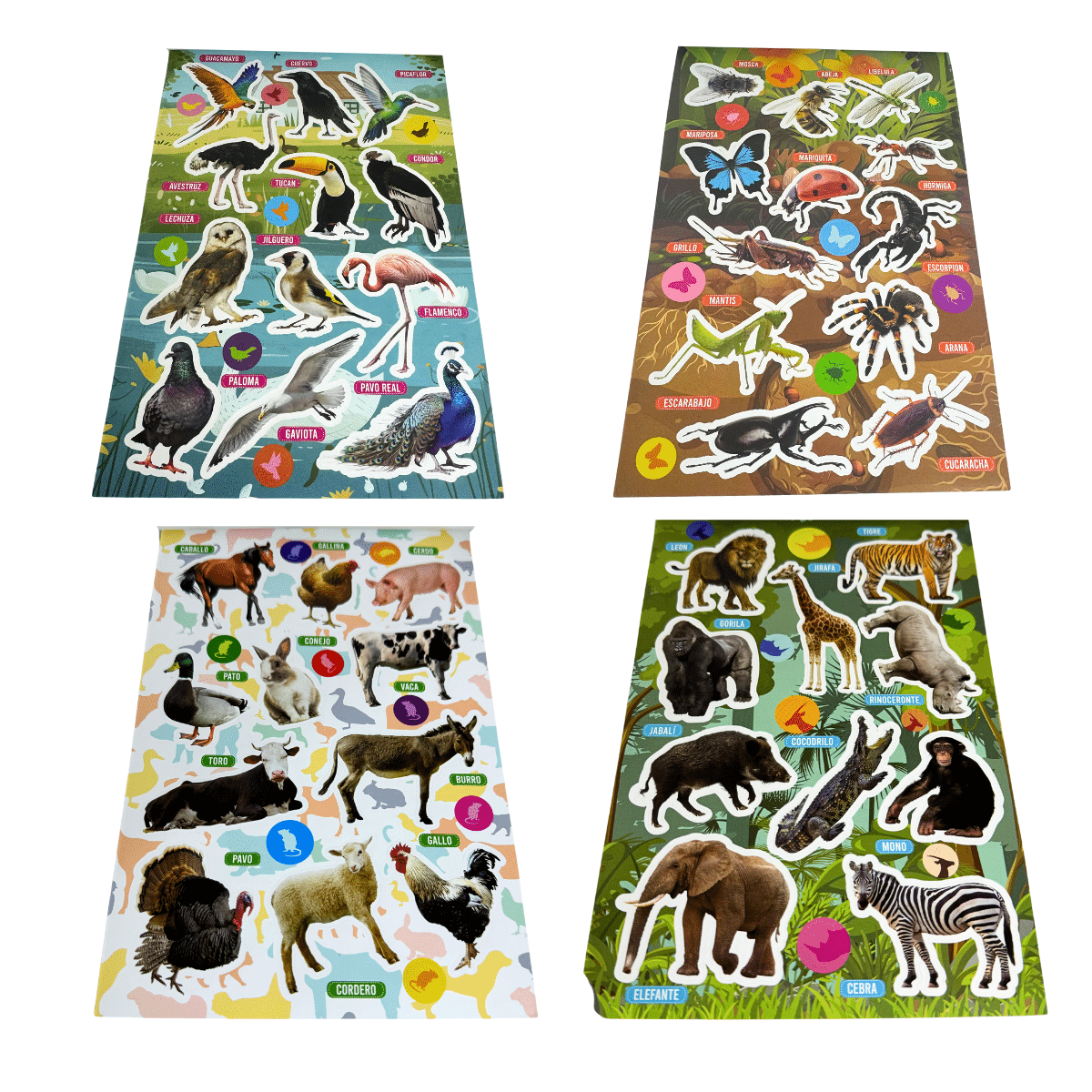 Block De Stickers Ayuda Escolar De Animales +72 Stickers Especies Adetec