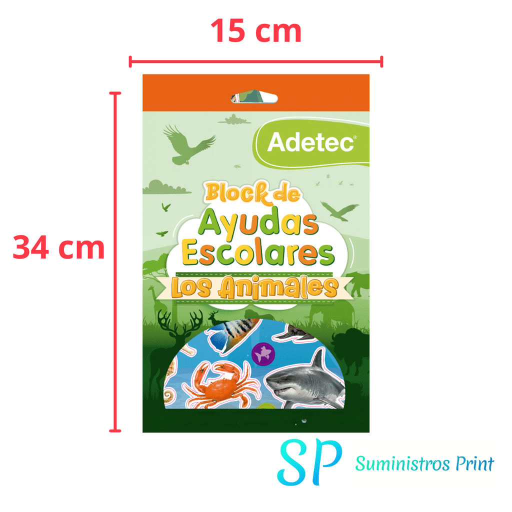 Block De Stickers Ayuda Escolar De Animales +72 Stickers Especies Adetec
