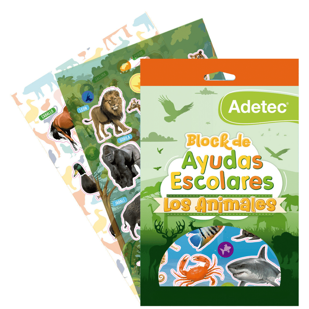 Block De Stickers Ayuda Escolar De Animales +72 Stickers Especies Adetec