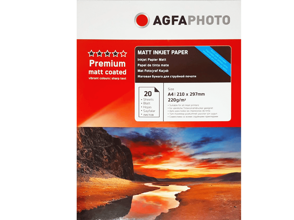 Papel Fotográfico Mate A4 220 Gr Doble Cara X 20 Hojas Agfa