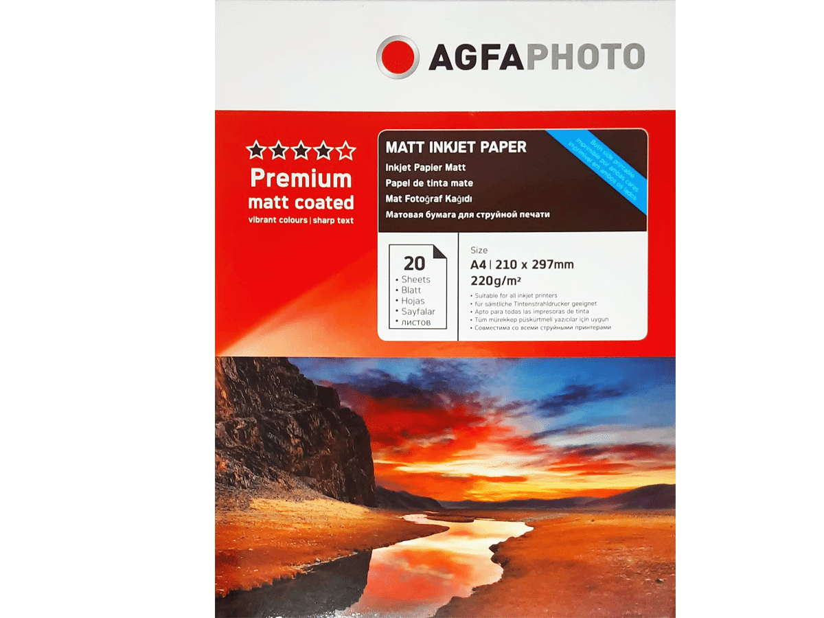 Papel Fotográfico Mate A4 220 Gr Doble Cara X 20 Hojas Agfa