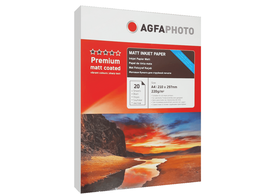Papel Fotográfico Mate A4 220 Gr Doble Cara X 20 Hojas Agfa