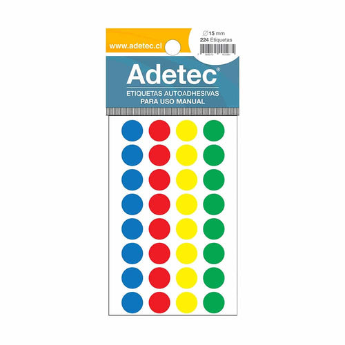 224 Etiquetas Manuales Circulares De Colores 15mm Diametro - 2210