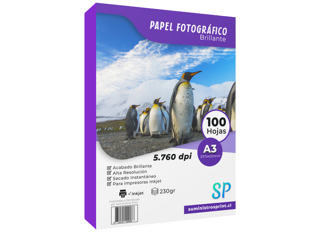 Papel Fotográfico Glossy A3 230gr Alto Brillo X 100 Hojas SP