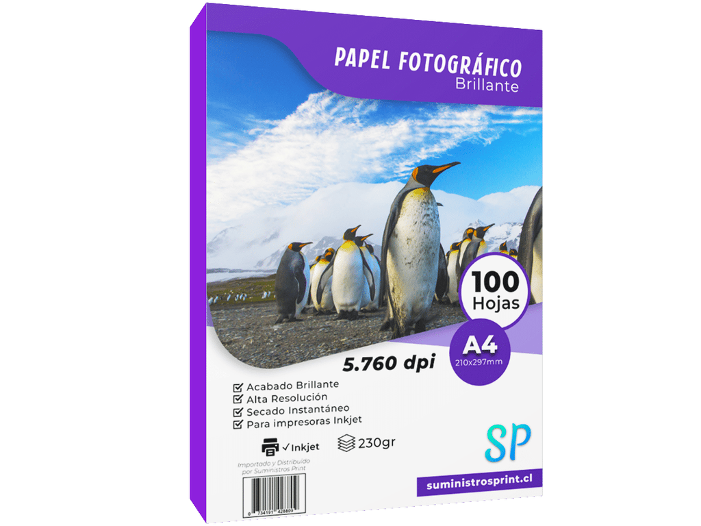Papel Fotográfico Glossy 230grs A4 X 100 Hojas Alto Brillo SP