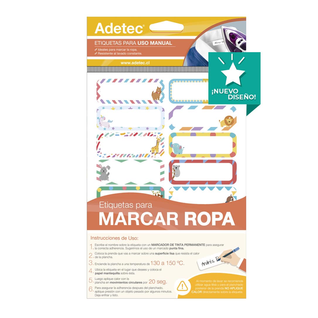Etiqueta Para Marcar Ropa Diseño Infantil Adetec 63x25 Mm - 2510