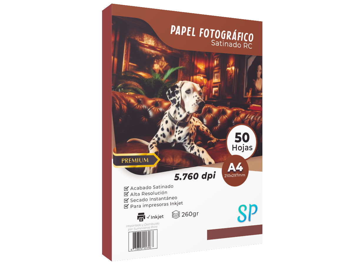Papel Fotográfico RC Satinado A4 Glossy 260gr X 50 Hojas SP