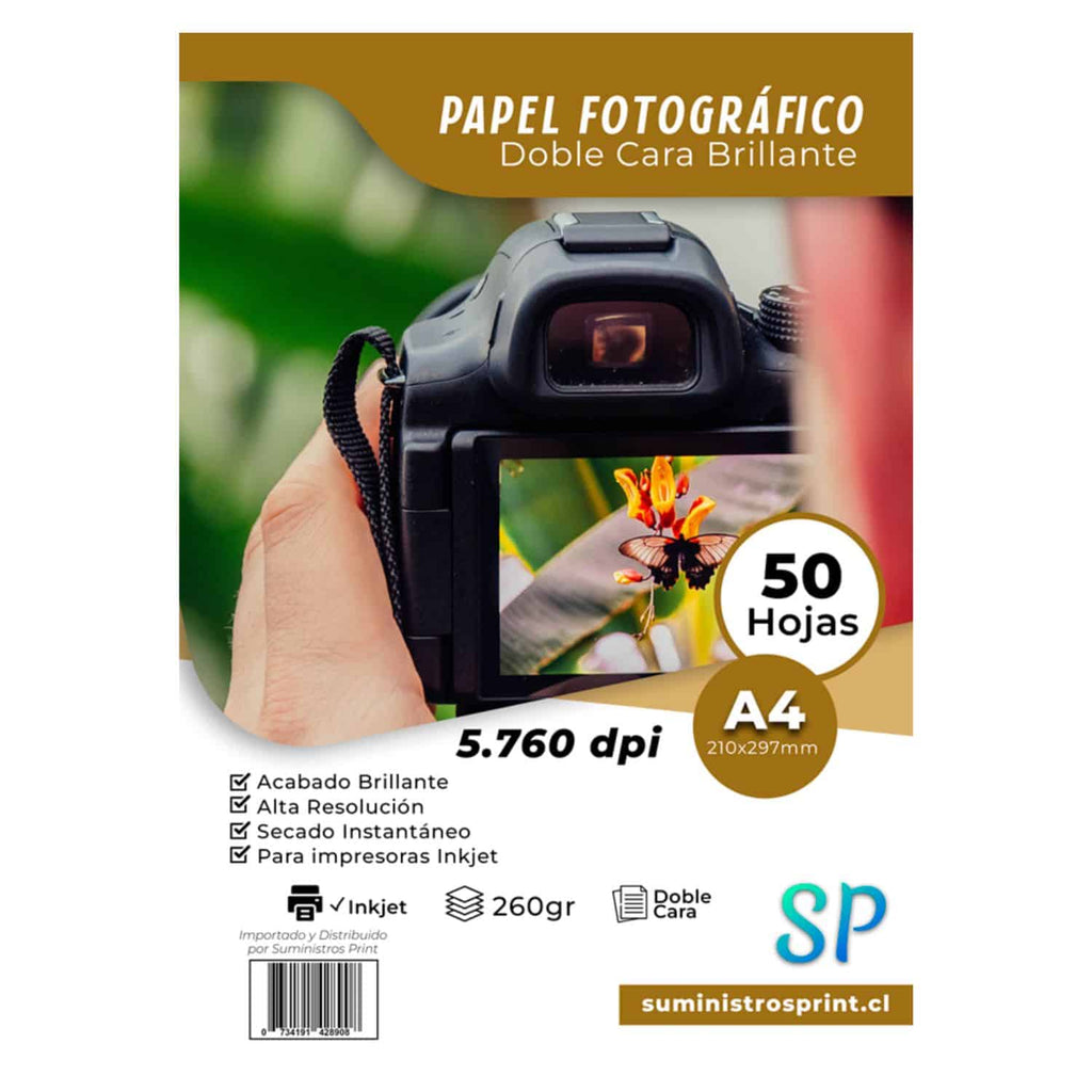 Papel Fotográfico Glossy Doble Cara A4 260gr X 50 Hojas